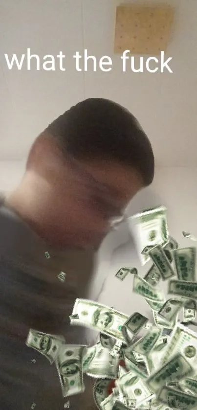 Blurred motion with floating dollar bills wallpaper.