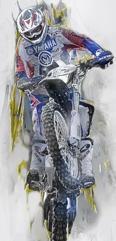 Thrilling motocross rider in action captured in dynamic wallpaper.