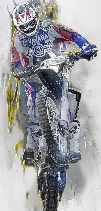 Motocross biker performing a dynamic mid-air stunt in vibrant racing gear.