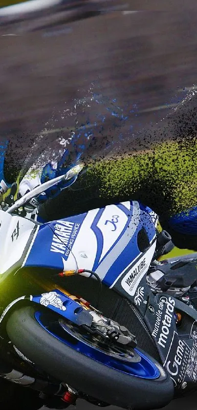 High-speed motorbike in dynamic motion, creating vibrant action scene.