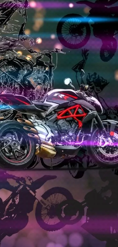 Motorcycle wallpaper with vibrant bokeh background showcasing dynamic adventure.