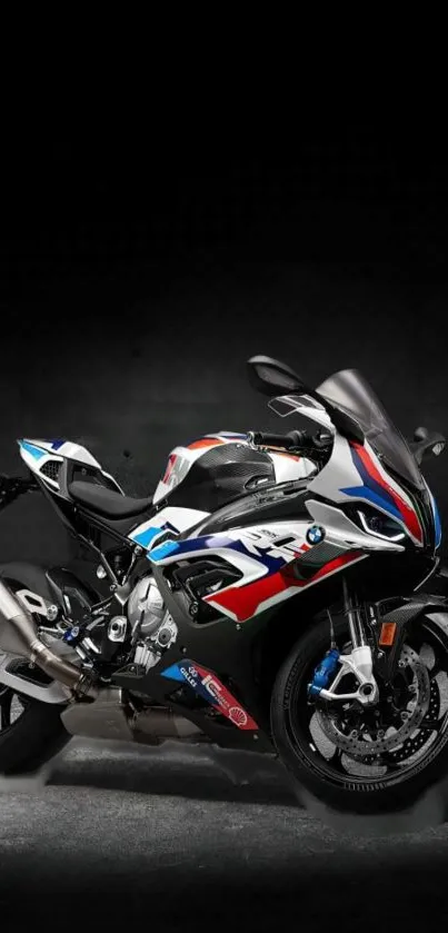 Sleek and powerful sports motorcycle on a dark background.