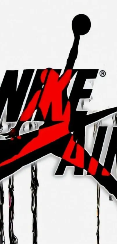 Nike Air logo in black and red with a dynamic Jumpman on a white background.