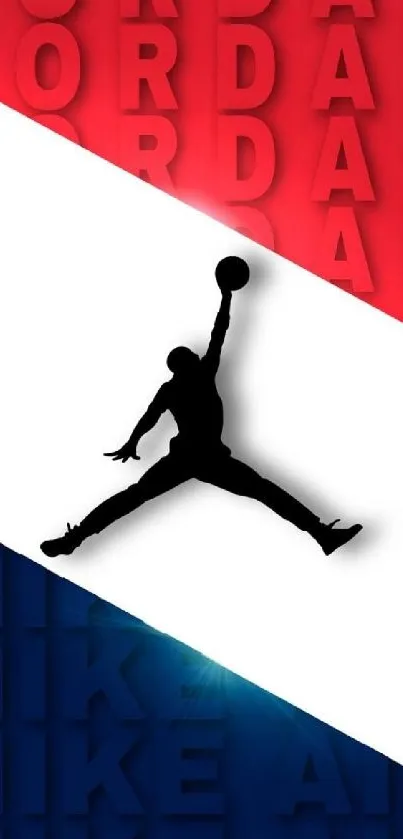 Dynamic Nike Jordan wallpaper in red, white, and blue with Jumpman logo.