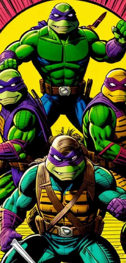 Teenage Mutant Ninja Turtles in a vibrant comic-style wallpaper.