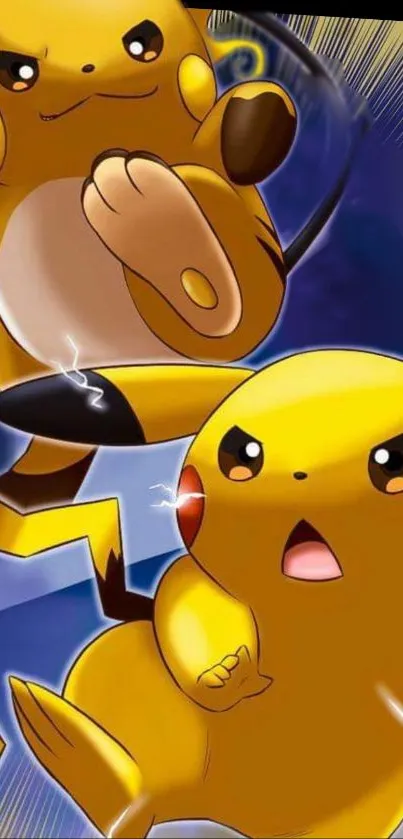 Animated Pikachu in action pose wallpaper.