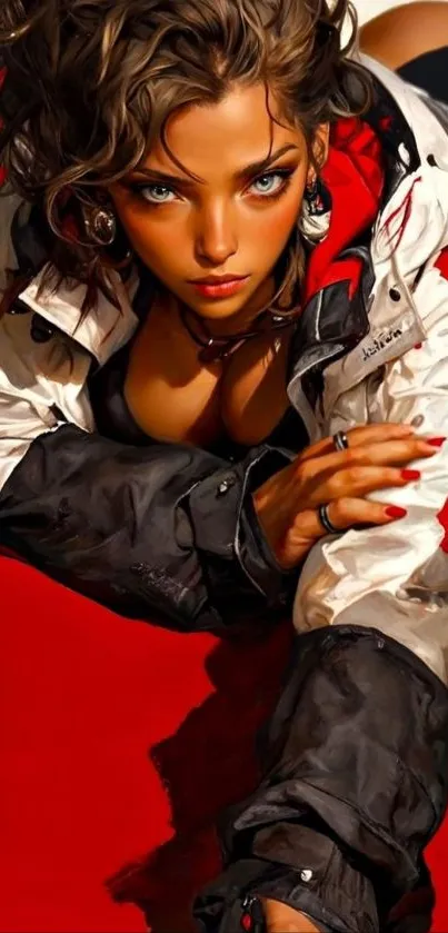 Illustration of a poised pool player in vivid colors.