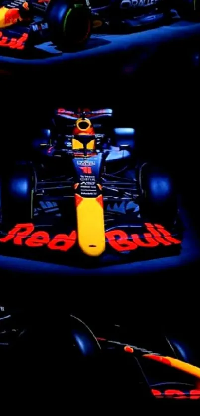 Red Bull racing car in dynamic motion.