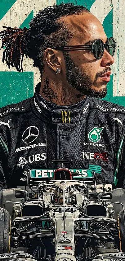 Exhilarating racing driver mobile wallpaper.