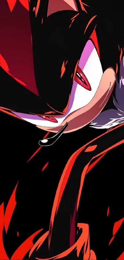 Anime character with red and black elements in dynamic pose.