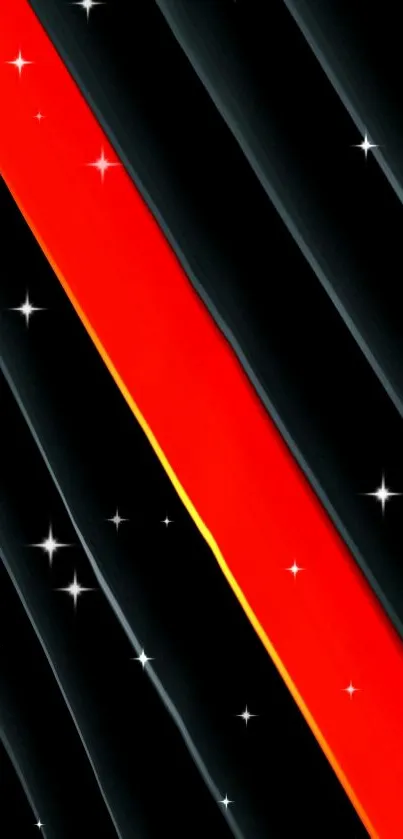 Red stripe on black background with stars wallpaper.