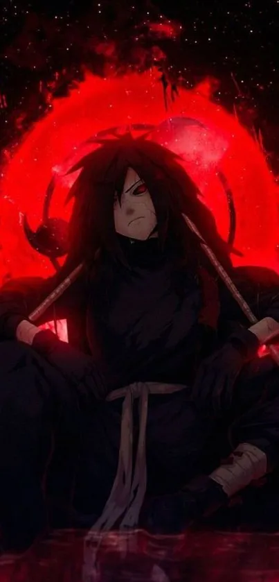 Anime character with a red background and dynamic design.
