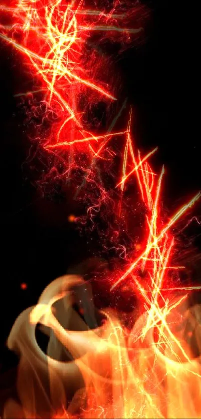 Dynamic red blaze on black wallpaper for mobile phone.