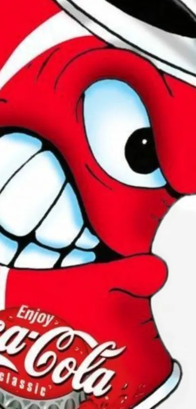 Cartoon-style red character with bold lines and expressive features.