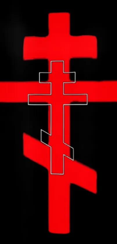 Red cross on a black background wallpaper.