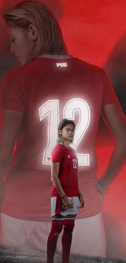 Red football jersey with number 12 on mobile wallpaper.