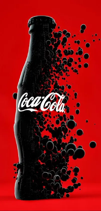 Dynamic wallpaper featuring a cola bottle against a vibrant red background.