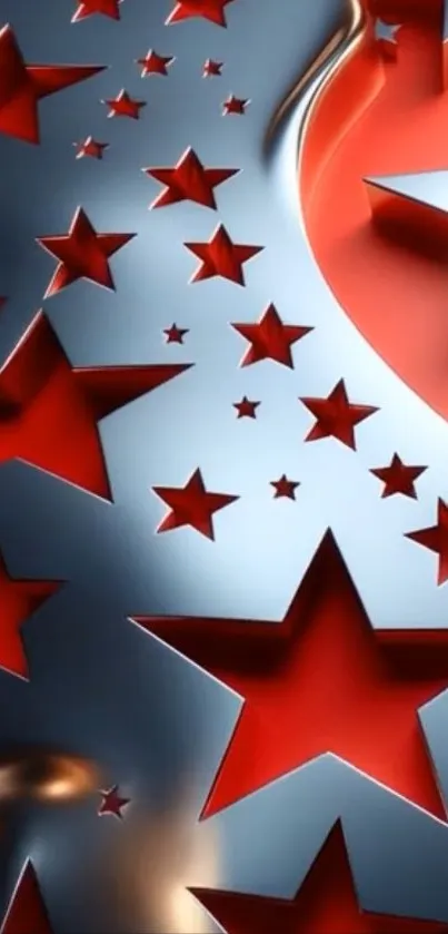 Red stars on metallic background mobile wallpaper.