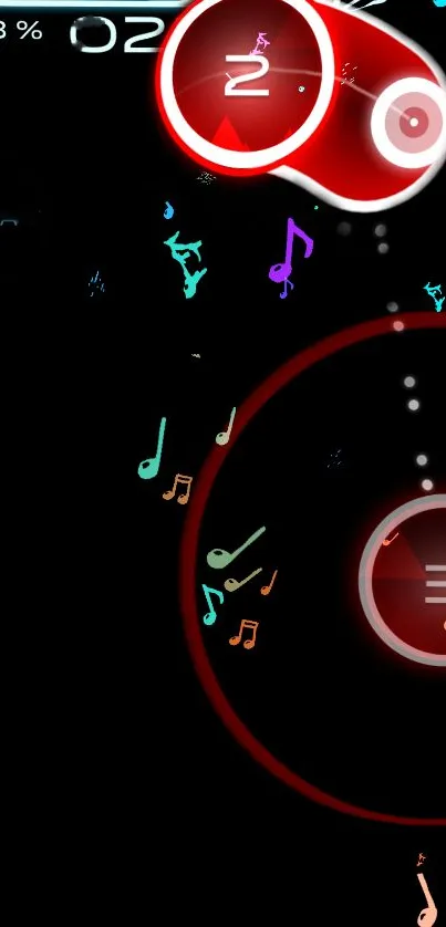 Dynamic rhythm game wallpaper with vibrant musical notes.