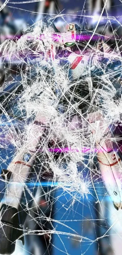 Futuristic shattered glass robot mobile wallpaper.