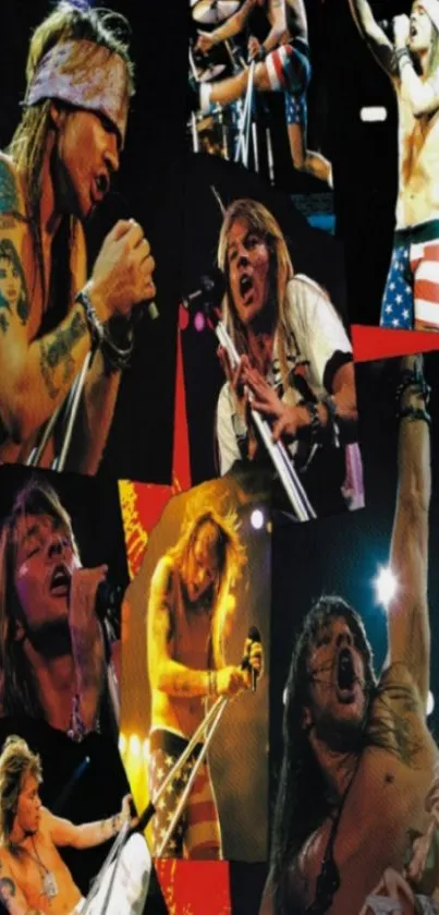 Collage of dynamic rock concert performance images.