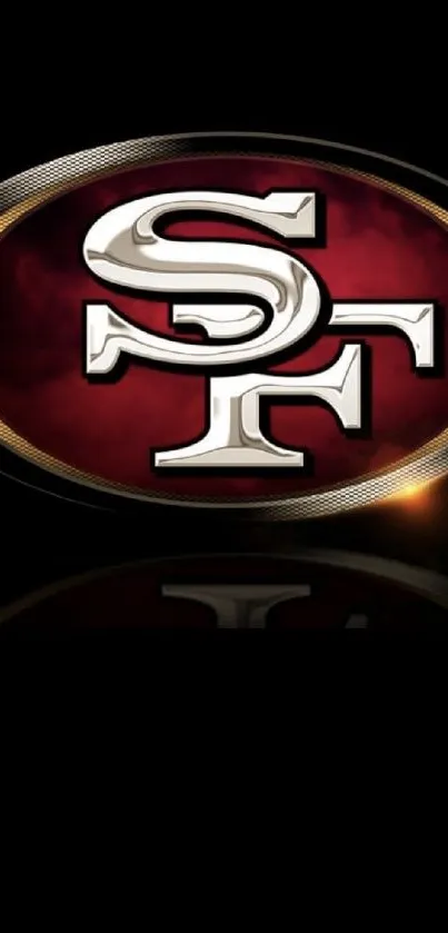 Red and black SF logo wallpaper for mobile.