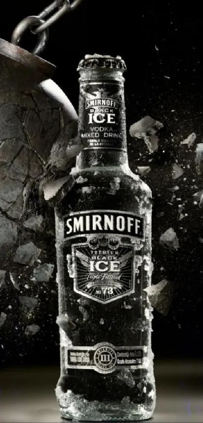 Smirnoff Ice bottle with dynamic ice explosion effect.