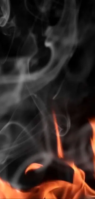 Smoke and fire create a dynamic wallpaper for phones.