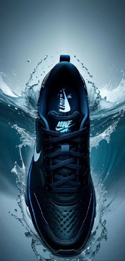 Sneaker with water splash effect in dynamic wallpaper.