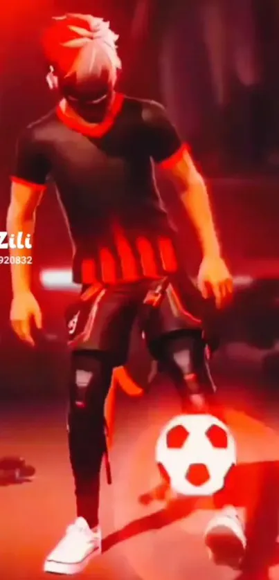 Animated soccer player in red and black wallpaper