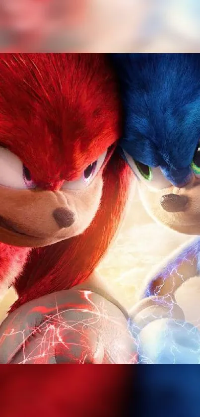 Sonic and Knuckles intense face-off wallpaper.