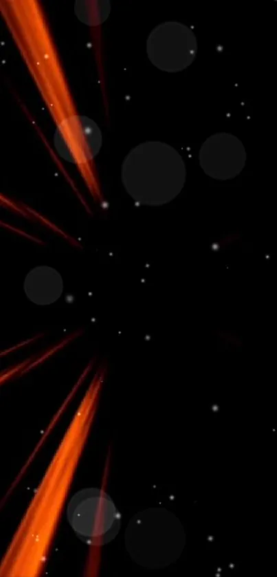 Vibrant orange streaks on a black space-themed mobile wallpaper.