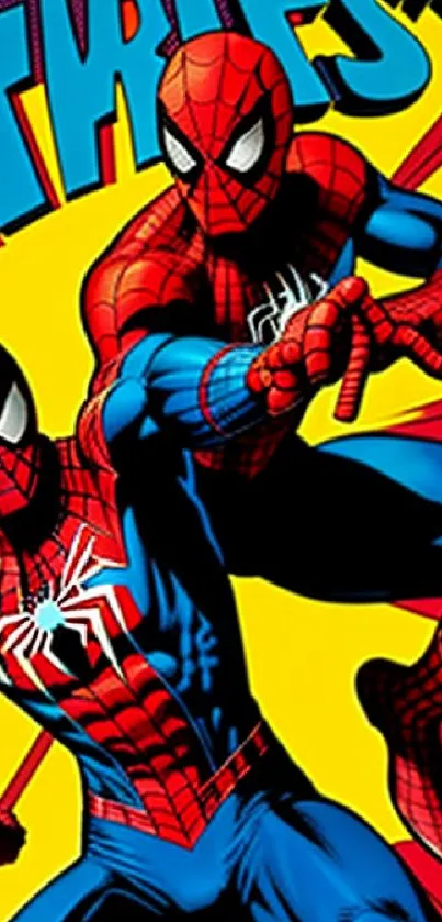 Dynamic Spider-Man comic wallpaper in bold colors.