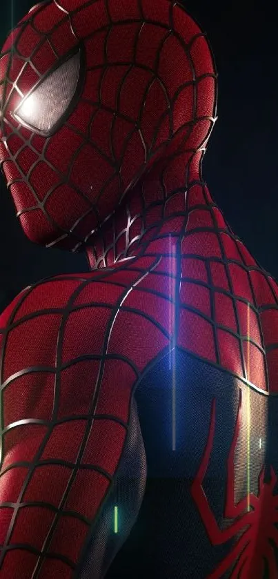 Dynamic Spider-Man in red and black suit on mobile wallpaper.