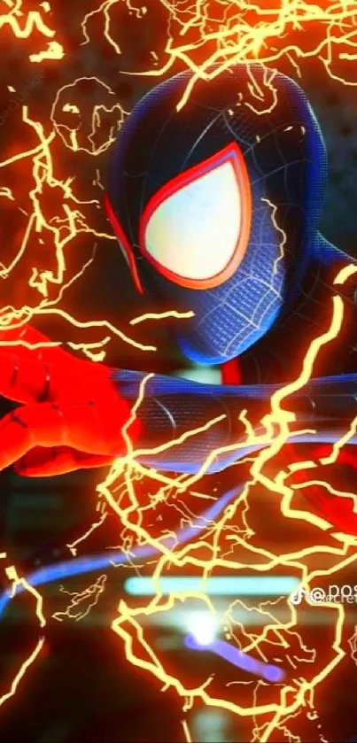 Vibrant Spider hero with electric effects in action.