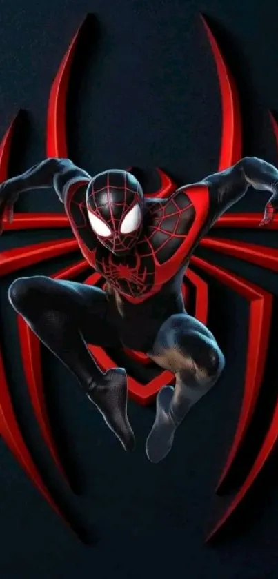 Spider-themed red and black dynamic wallpaper.