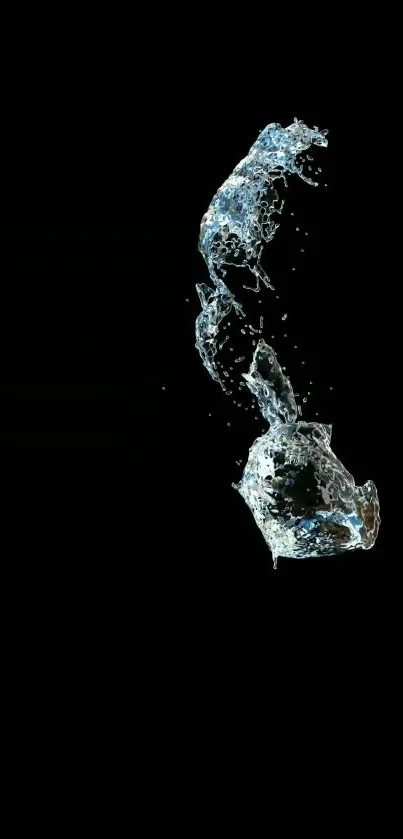 Abstract dynamic splash on a black background for mobile wallpaper.