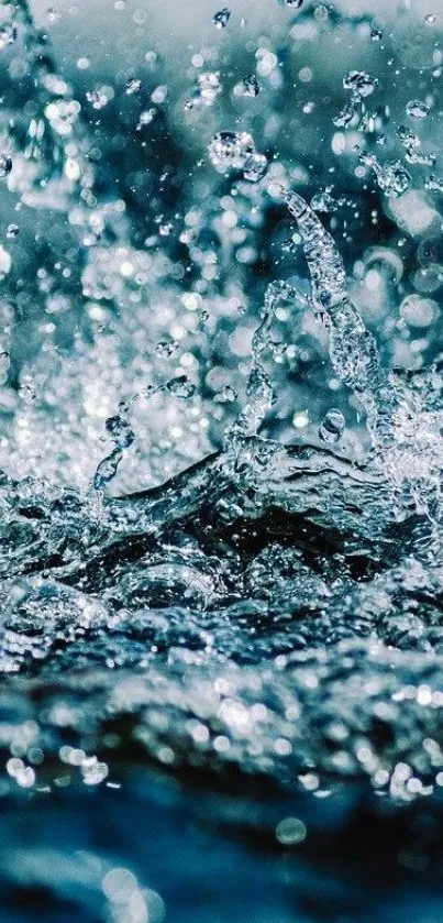 Dynamic splash of water on mobile wallpaper.