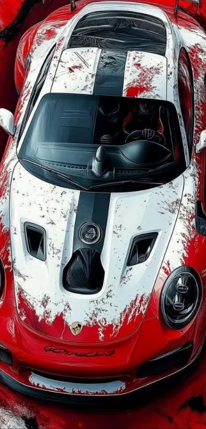 Red and white sports car with sleek design