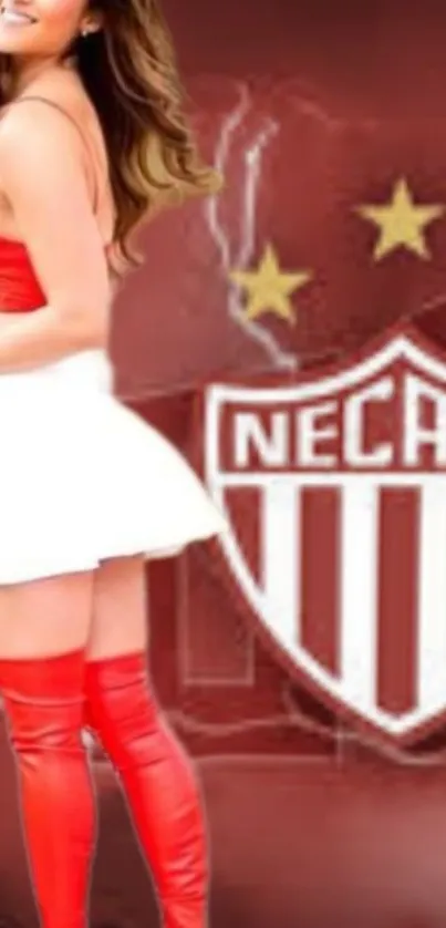 Vibrant sports wallpaper with Necaxa football theme and fan fashion.