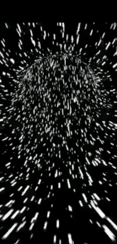 Dynamic black and white starfield wallpaper for mobile phones.