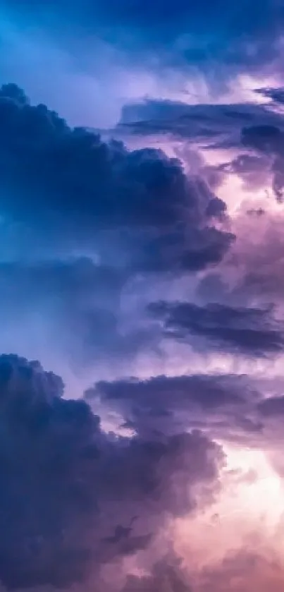 Dynamic stormy sky with lightning and dark clouds.