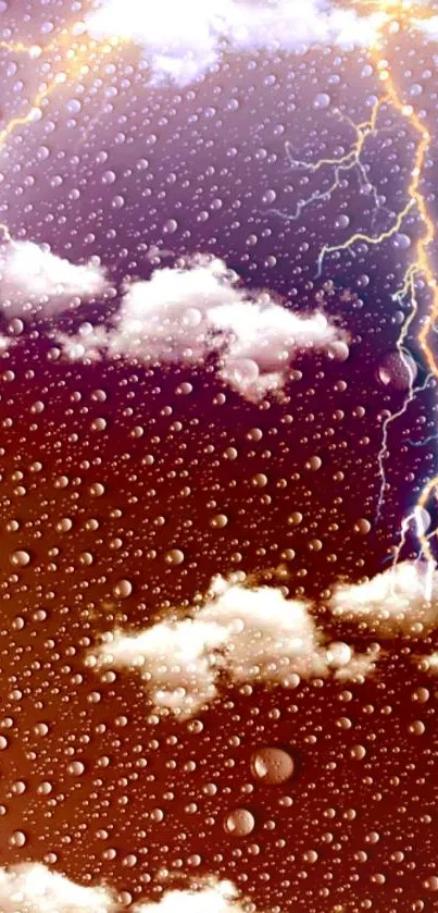 Stormy sky wallpaper with clouds, lightning, and raindrops.