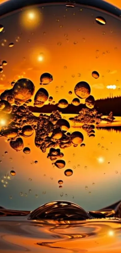 Dynamic sunset sphere with vibrant reflections.