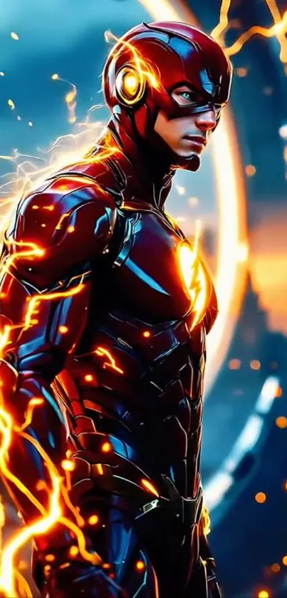 Superhero with lightning in vibrant design