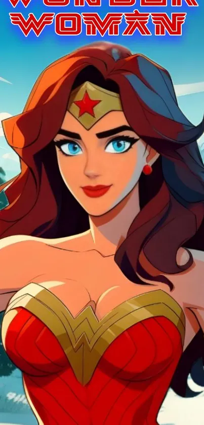 Wonder Woman animated mobile wallpaper with vibrant colors.