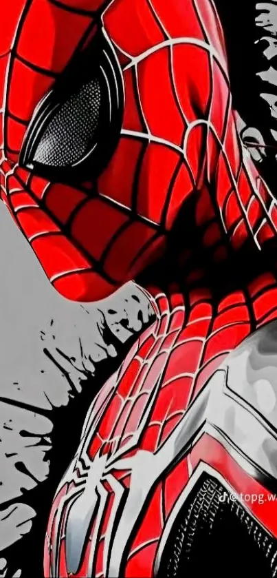 Superhero mobile wallpaper with dynamic design in vivid colors.