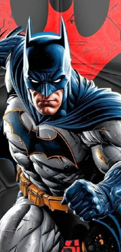 Superhero in action mobile wallpaper, vibrant and dynamic design.