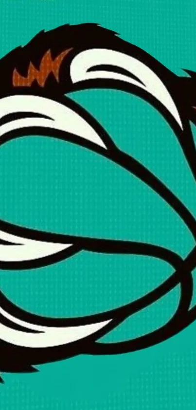 Teal basketball design on a vibrant mobile wallpaper.