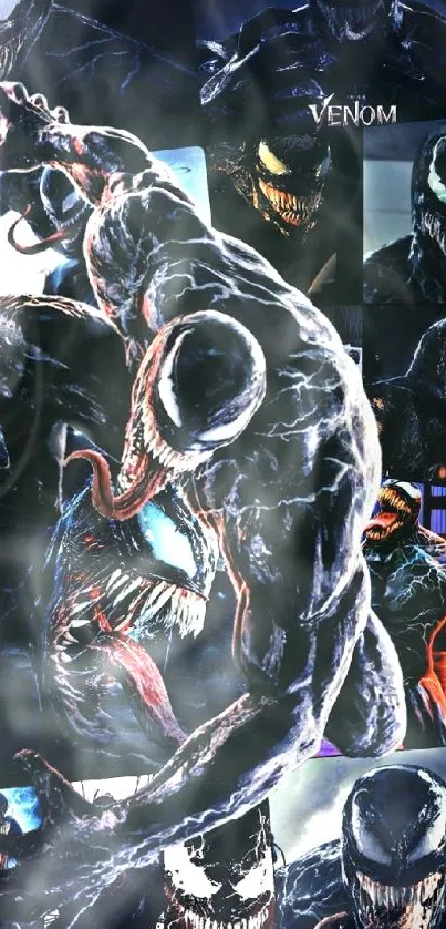 Venom collage wallpaper with dynamic dark themes.